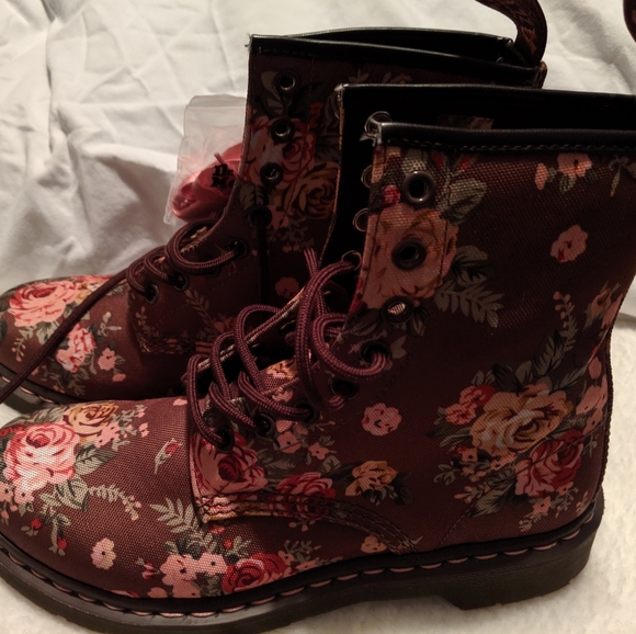 Dr. Martens Shoes - Dr. Martens 1460 Brown Floral Canvas AIR WAIR